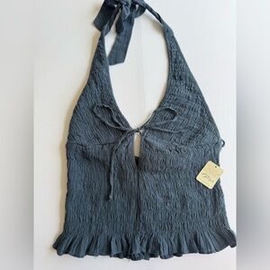 Free People Charcoal Halter Crop Top